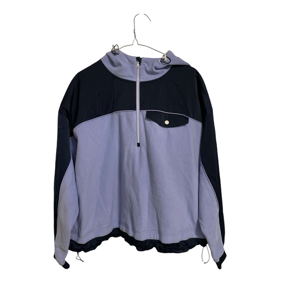 Athleta Purple Black Colorblock Fleece Hooded Pullover Jacket Women's Size‎ M